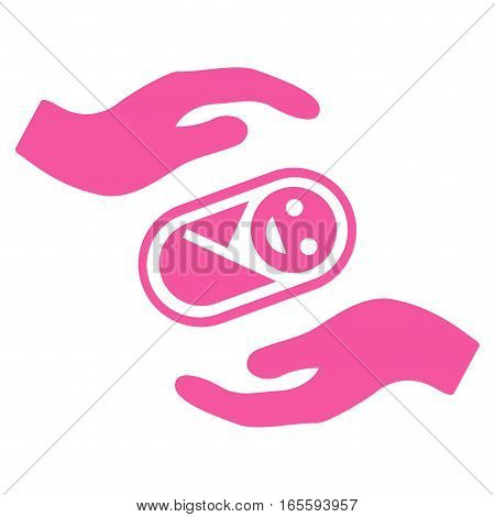 Newborn Care Hands vector icon. Flat pink symbol. Pictogram is isolated on a white background. Designed for web and software interfaces.