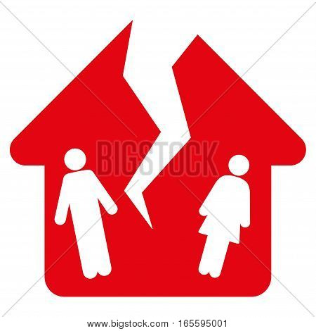 Divorce House vector icon. Flat red symbol. Pictogram is isolated on a white background. Designed for web and software interfaces.
