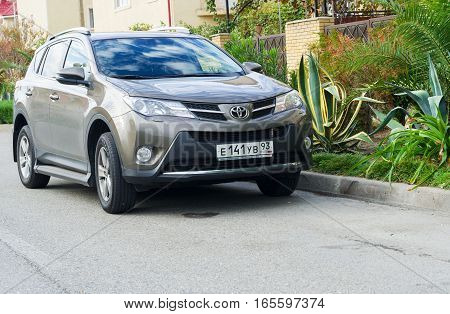 Sochi, Russia - October 11, 2016: New Toyota RAV4 on the street of Sochi City. Sport utility vehicle (SUV) produced by Japanese automobile manufacturer Toyota.