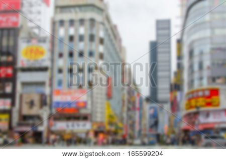Blurred background. Shinjuku Kabuki central road in Tokyo Japan.