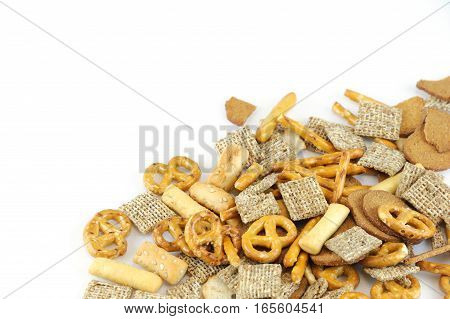 mix crackers isolated on white background for design