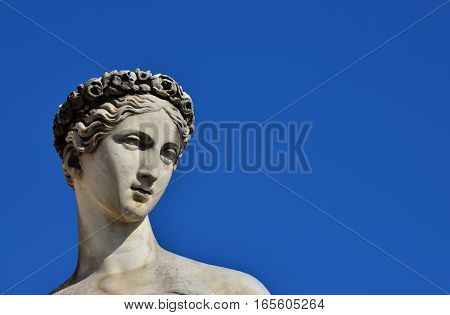 Ancient Roman of Greek goddess marble statue (with copy space)