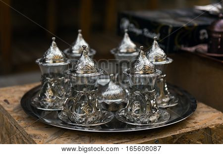 Ancient oriental tea set , Oriental souvenir