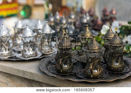 Ancient oriental tea set , Oriental souvenirs
