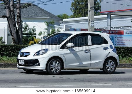 CHIANG MAI THAILAND - NOVEMBER 18 2016: Private Eco car Honda Brio. On road no.1001 8 km from Chiangmai city.