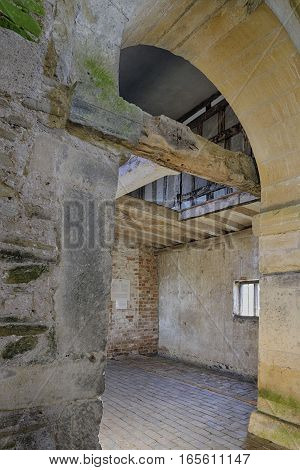 Interior of Anglo-Saxon Odda's Chapel Deerhurst Tewkesbury Gloucestershire