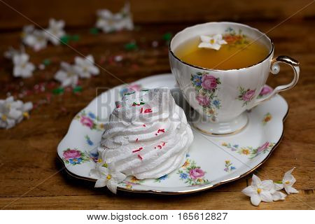 Cup Of Tea With Zephyr, Meringue, Marshmallow