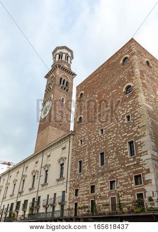 Lamberti tower and Palazzo della Ragione in Verona. Italy