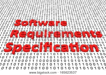 software requirements specification in the form of binary code, 3D illustration