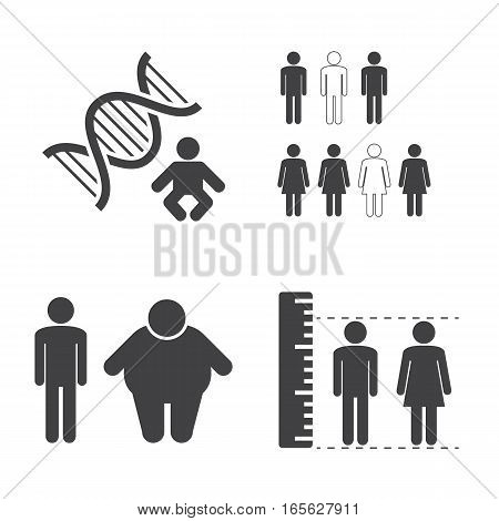 Sign of DNA heredity icons. Vector icon set