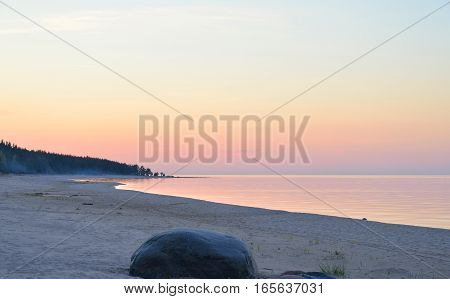 Ladoga lake at sunsset the Karelian Isthmus.