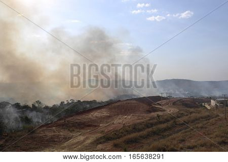 Burning Forest In Brazil, Lots of Smoke Visible