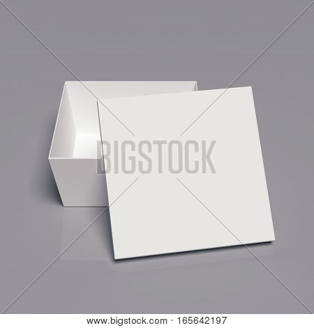 Blank cardboard box template on a grey background, packaging collection, 3D rendering