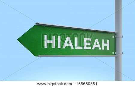 3d rendering Green signpost road information hialeah