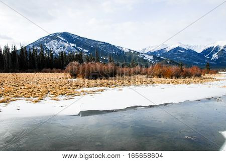 Vermilion Lake in Winter Canadian Rockies Alberta Canada