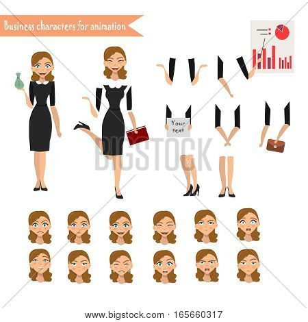 Pupil character for your scenes. Parts of body template for design work and animation