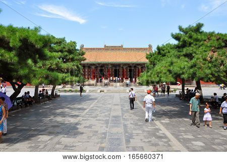 SHENYANG, CHINA - JUL. 26, 2012: Shenyang Imperial Palace (Mukden Palace) Chongzheng Hall, Shenyang, Liaoning Province, China. Shenyang Imperial Palace is UNESCO world heritage site.
