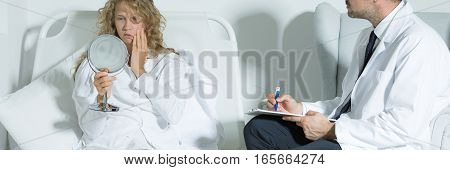 Girl During Psychoteraphy Session With Mirror