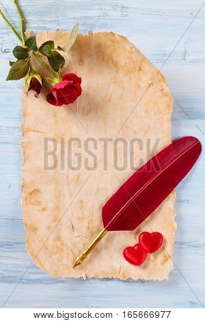 Frame Of Ancient Paper And Hearts.