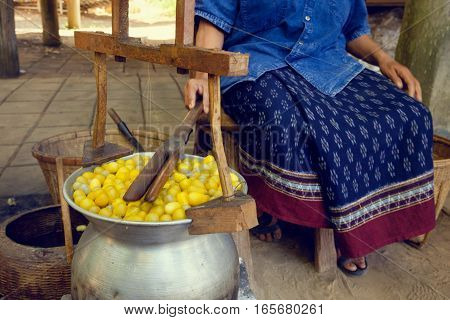Boiled Silkworm Traditional Folkways In Thailand.
