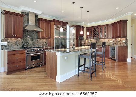 Kitchen in luxury home with large island