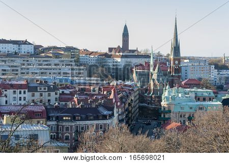 Linnestaden district in Gothenburg in winter, travel Sweden