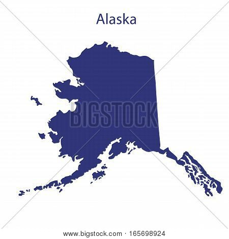 United States Alaska. Dark blue silhouette of the state on its borders.