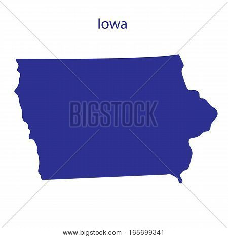 United States Iowa. Dark blue silhouette of the state on its borders.