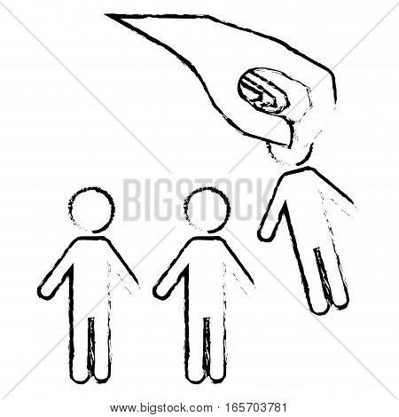 hand and picotgram men icon over white background. human resources design. vector illustration