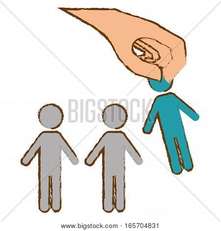hand and picotgram men icon over white background. human resources design. vector illustration