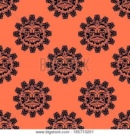 Vector illustration of the sun symbol. Modern stylization of North American and Canadian native art seamless pattern