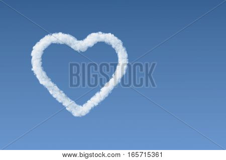 White cloud heart shape in the blue sky, perfect for Valentines day.