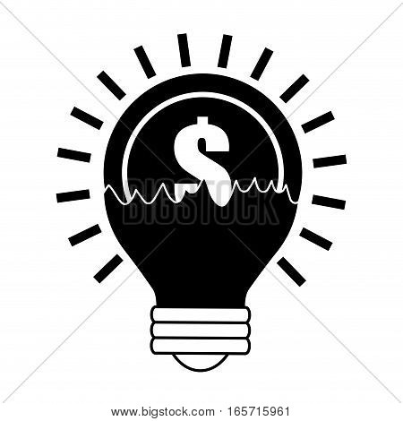 bulb light with money sign icon over white background. vector illustration