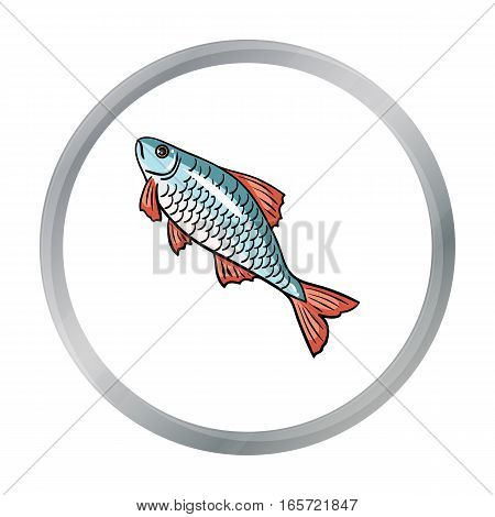 Fish icon in cartoon design isolated on white background. Fishing symbol stock vector illustration.