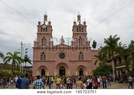 Buga Valle del Cauca Colombia - January 9 2017: Basilica of the Lord of the Miracles.