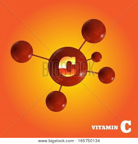 Vitamin C glossy label molecule Vector iicon eps 10