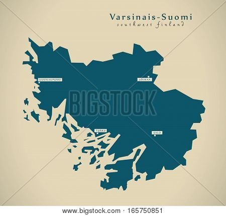 Modern Map - Southwest Finland Fi Illustration