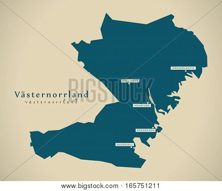 Modern Map - Vasternorrland Sweden Se Illustration