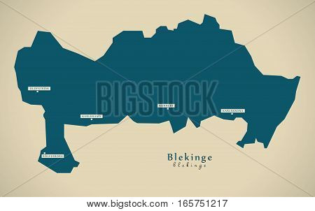 Modern Map - Blekinge Sweden Se Illustration