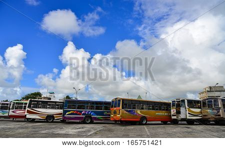 Local Bus At Mahebourg Station In Mauritius