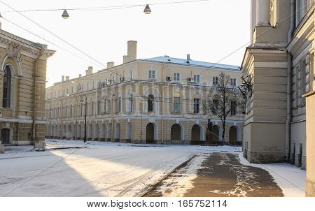 St. Petersburg, Russia - 6 January, Tiflis Lane in St. Petersburg, 6 January, 2017.
Winter frosty sunny day in St. Petersburg.