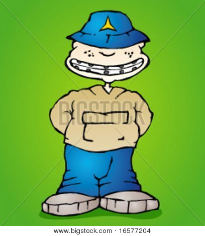 Cartoon tiener met accolades - hip hop kleren dragen