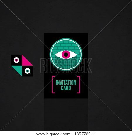 Modern Design Card Template With Mystic Symbols And Wacky Colors. Useful For Invitations, Postcards