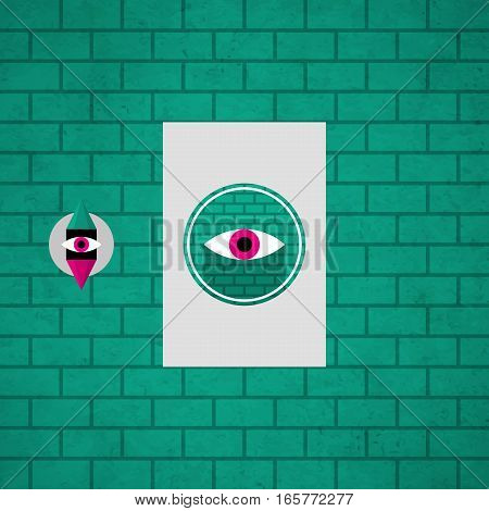 Modern Design Card Template With Mystic Symbols And Wacky Colors. Useful For Invitations, Postcards