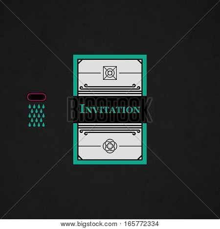 Modern Design Card Template With Mystic Symbols And Wacky Colors. Useful For Invitations, Postcards
