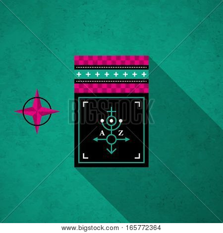Modern Design Card Template With Mystic Symbols And Wacky Colors. Useful For Invitations, Postcards
