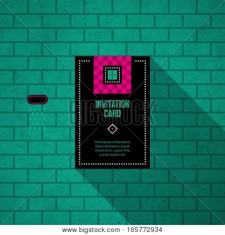 Modern Design Card Template With Mystic Symbols And Wacky Colors. Useful For Invitations, Postcards