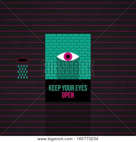 Modern Design Card Template With Mystic Symbols And Wacky Colors. Useful For Invitations, Postcards