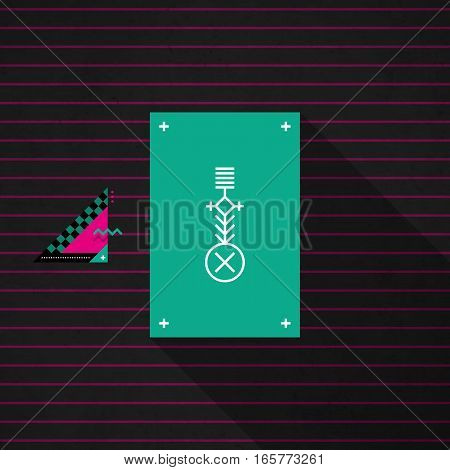 Modern Design Card Template With Mystic Symbols And Wacky Colors. Useful For Invitations, Postcards