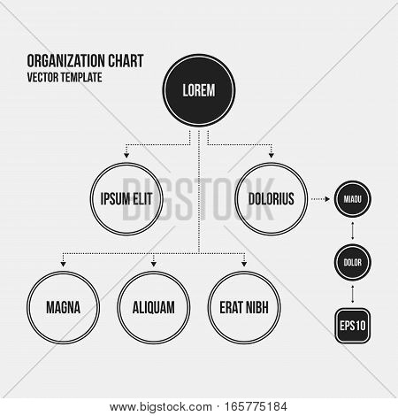 Organization Chart Template With Geometric Elements On White Background. Useful For Science And Busi